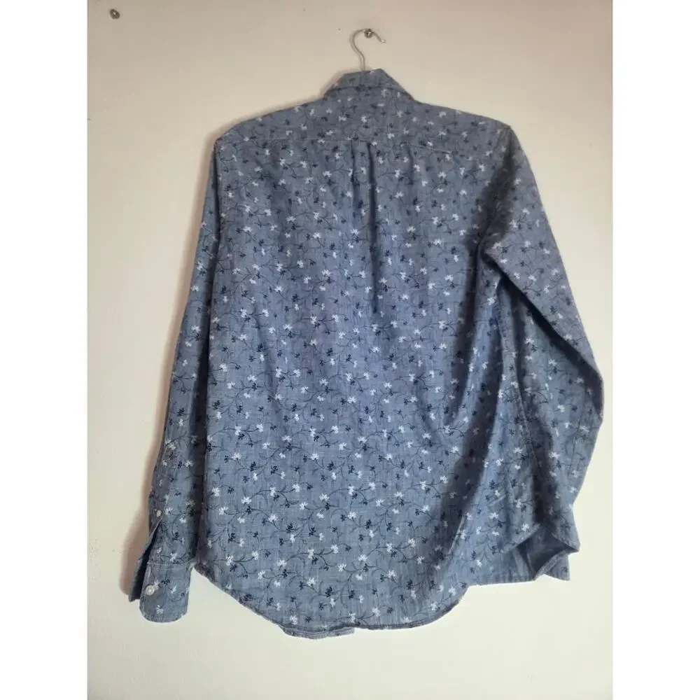 J,Crew Men Blue Denim Floral Print 